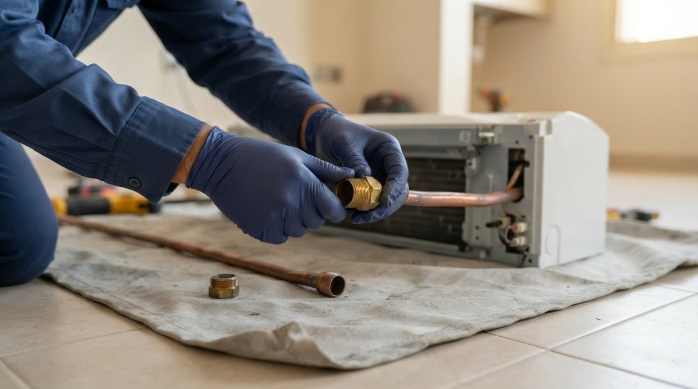إغلاق أطراف أنابيب النحاس بعد فصلها لحمايتها أثناء النقل